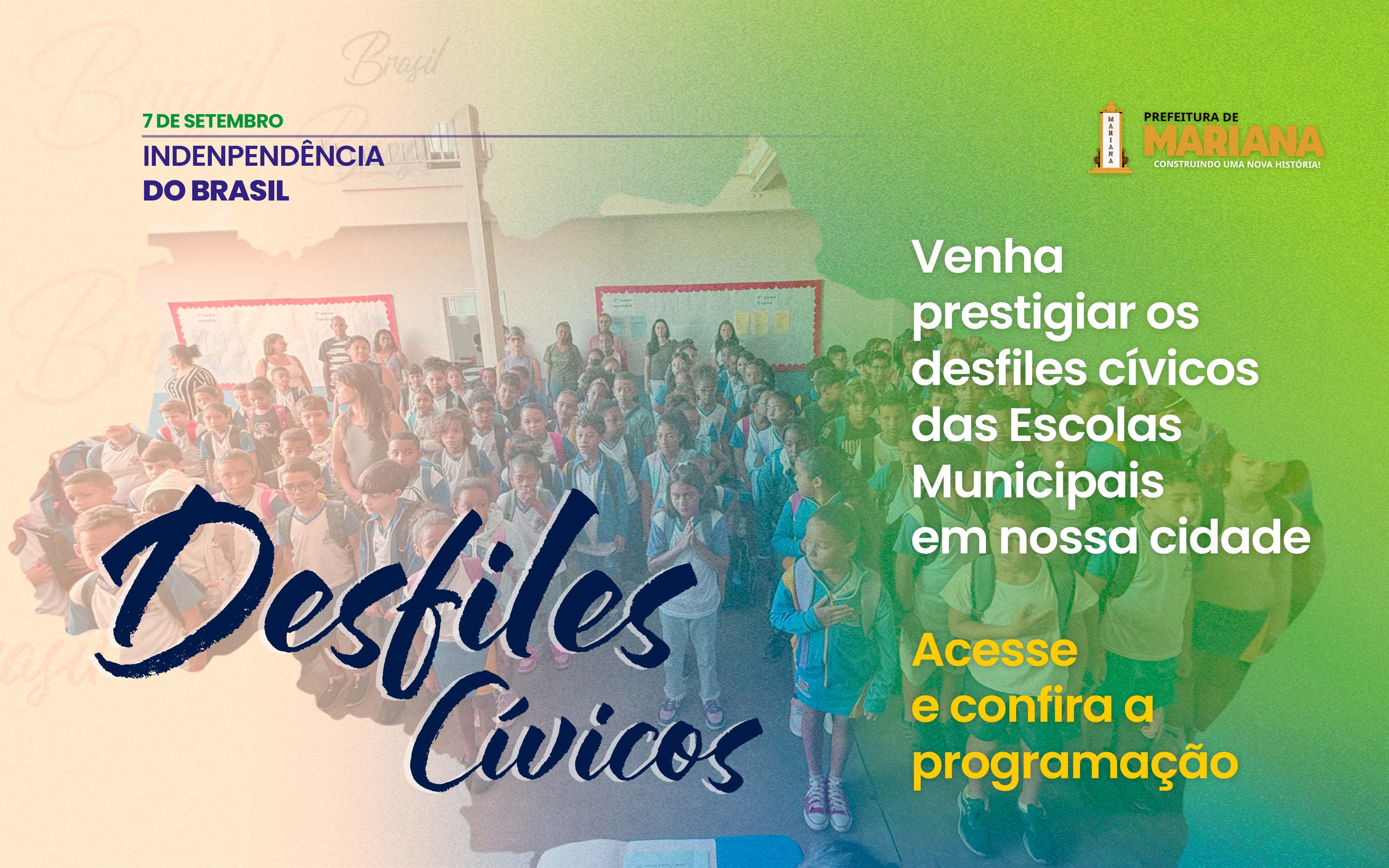 Mariana realiza desfiles cívicos das escolas municipais em celebração ao 7 de Setembro
