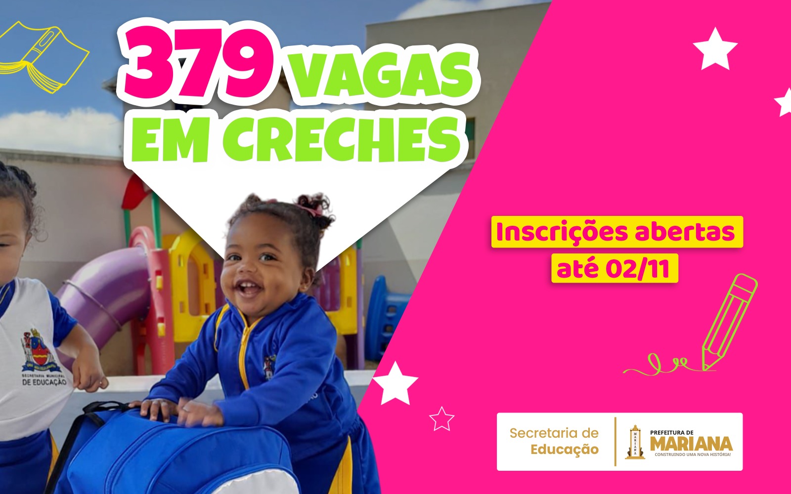 379 novas vagas em creches: confira o passo a passo para realizar o cadastro na rede municipal de Mariana